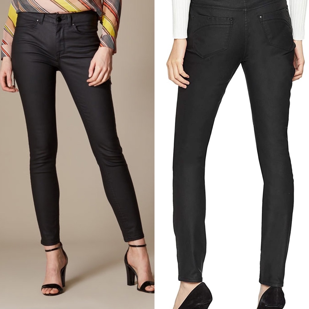 Karen Millen Black Coated Skinny Jeans